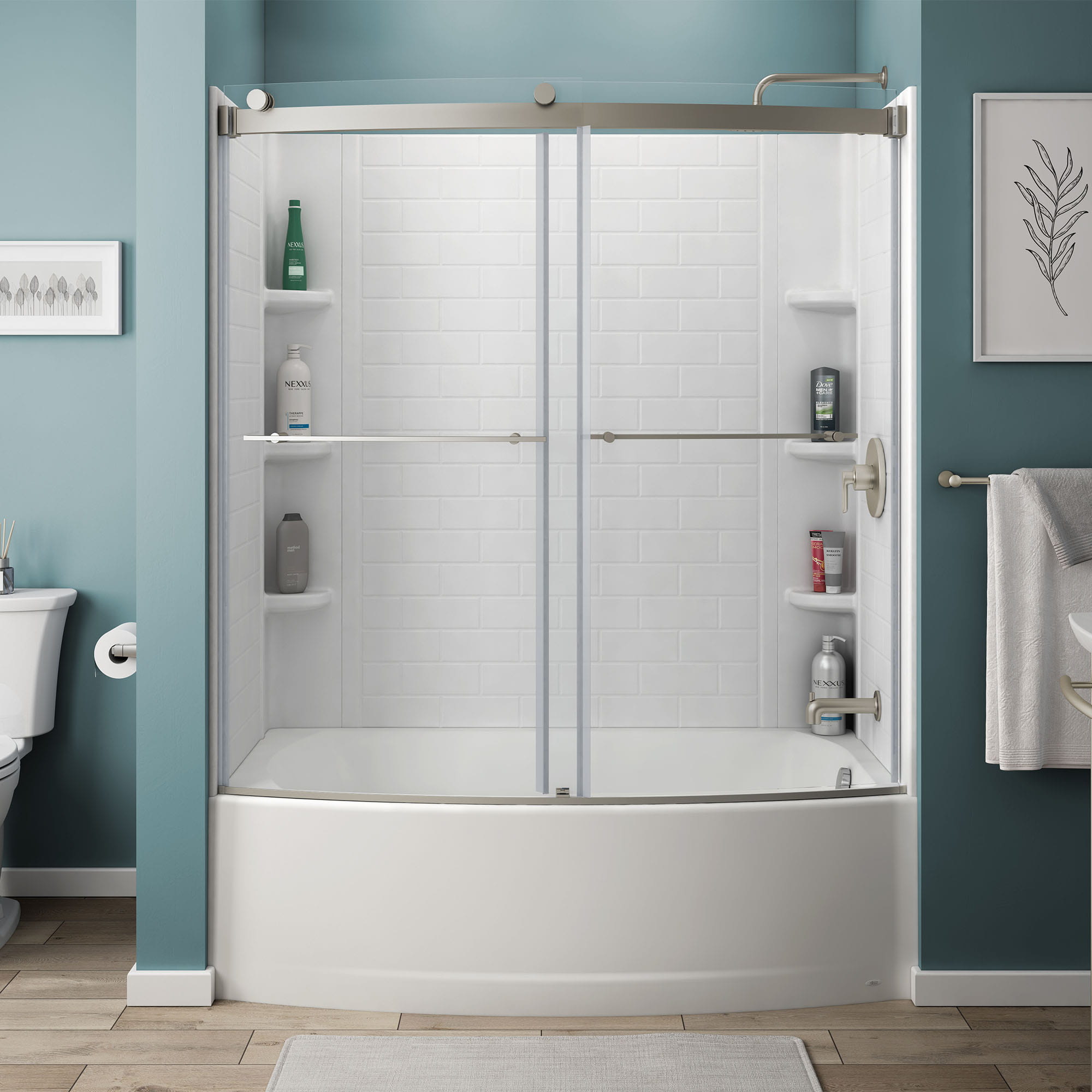 Elevate 60 In. x 60 In. Curved BarnStyle Tub Door